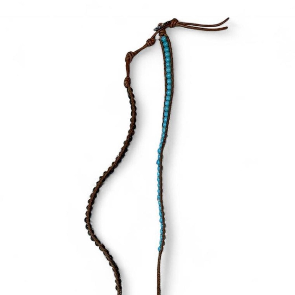 Victoria Emerson boho/western leather/beaded necklace/bracelet - Picture 2 of 6